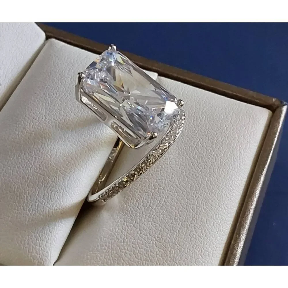 New~12.8 Ct Radiant & Round Cut Sim Diamond Wrap Around Bridal/Engagement Ring 8